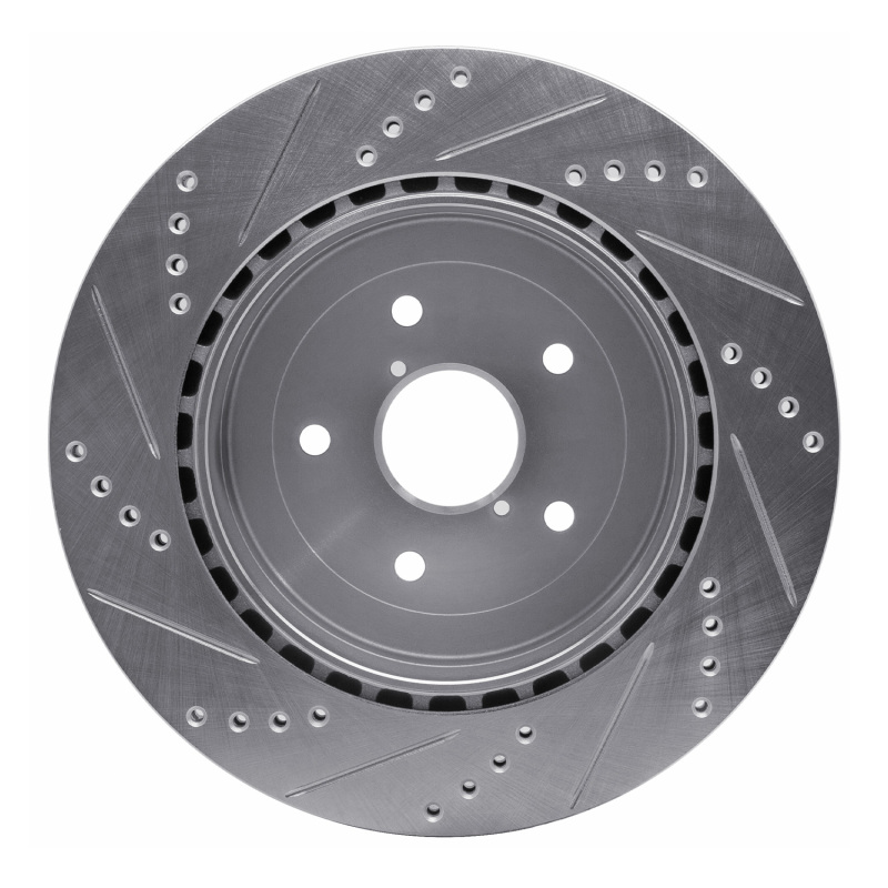 Subaru Impreza Brake Rotor (1) - Rear Right - R1 Concepts - Drilled & Slotted - Silver - `05-`07